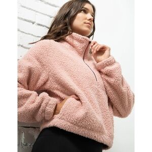 DYI Tranquil 1/2 Zip Fuzzy Fleece‎ Pullover in Blush